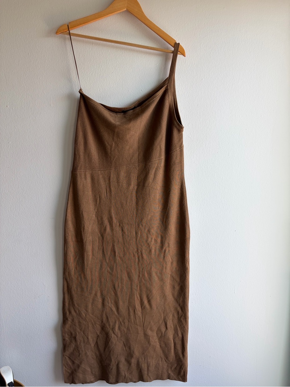 House of Harlow 1960 Brown One-Shoulder Midi Slip Dress